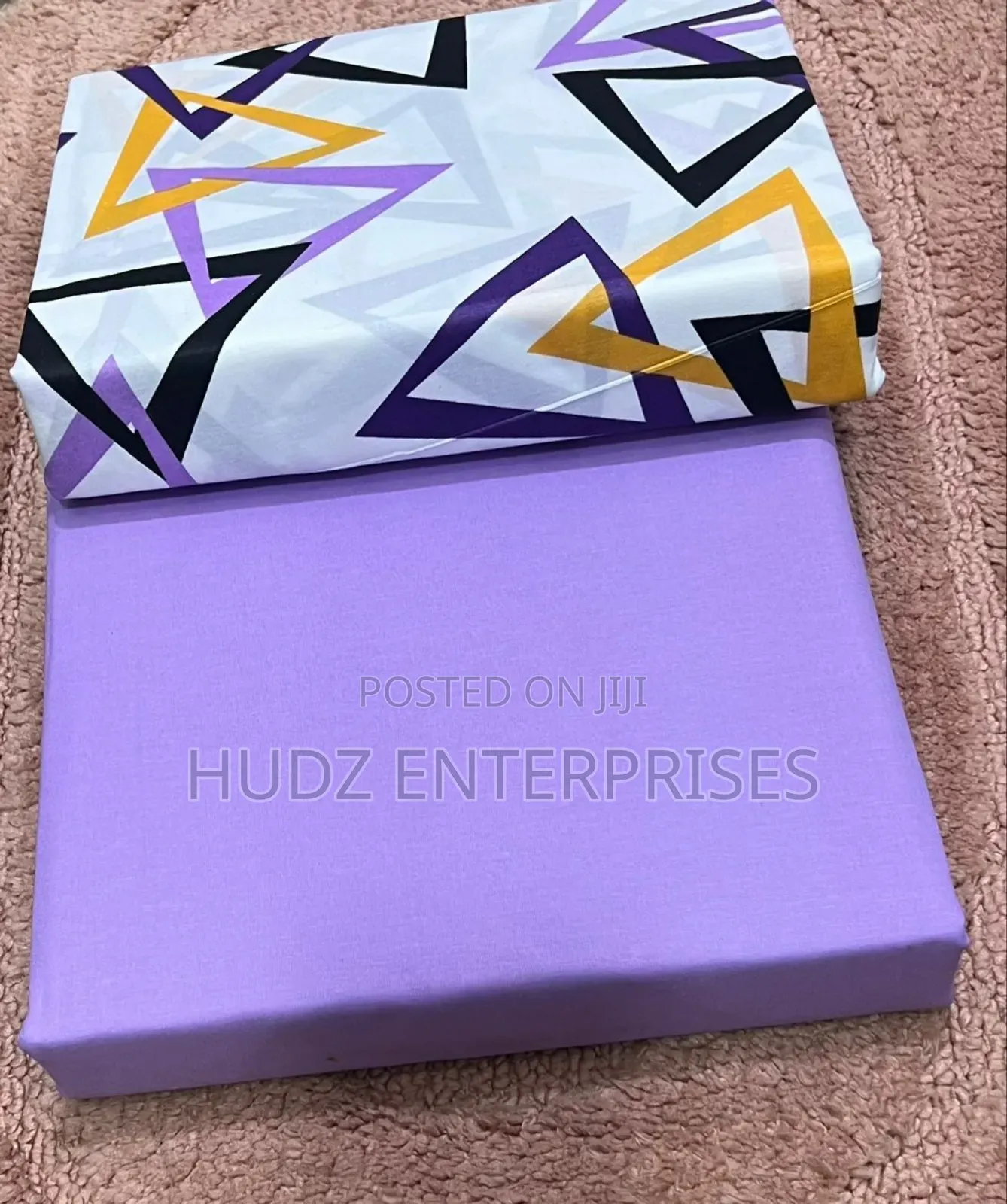 5*6 Purple and White Printed Cotton Bedsheeets