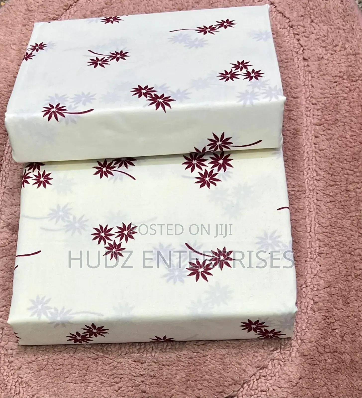 5*6 Cream Flowered Cotton Bedsheeets