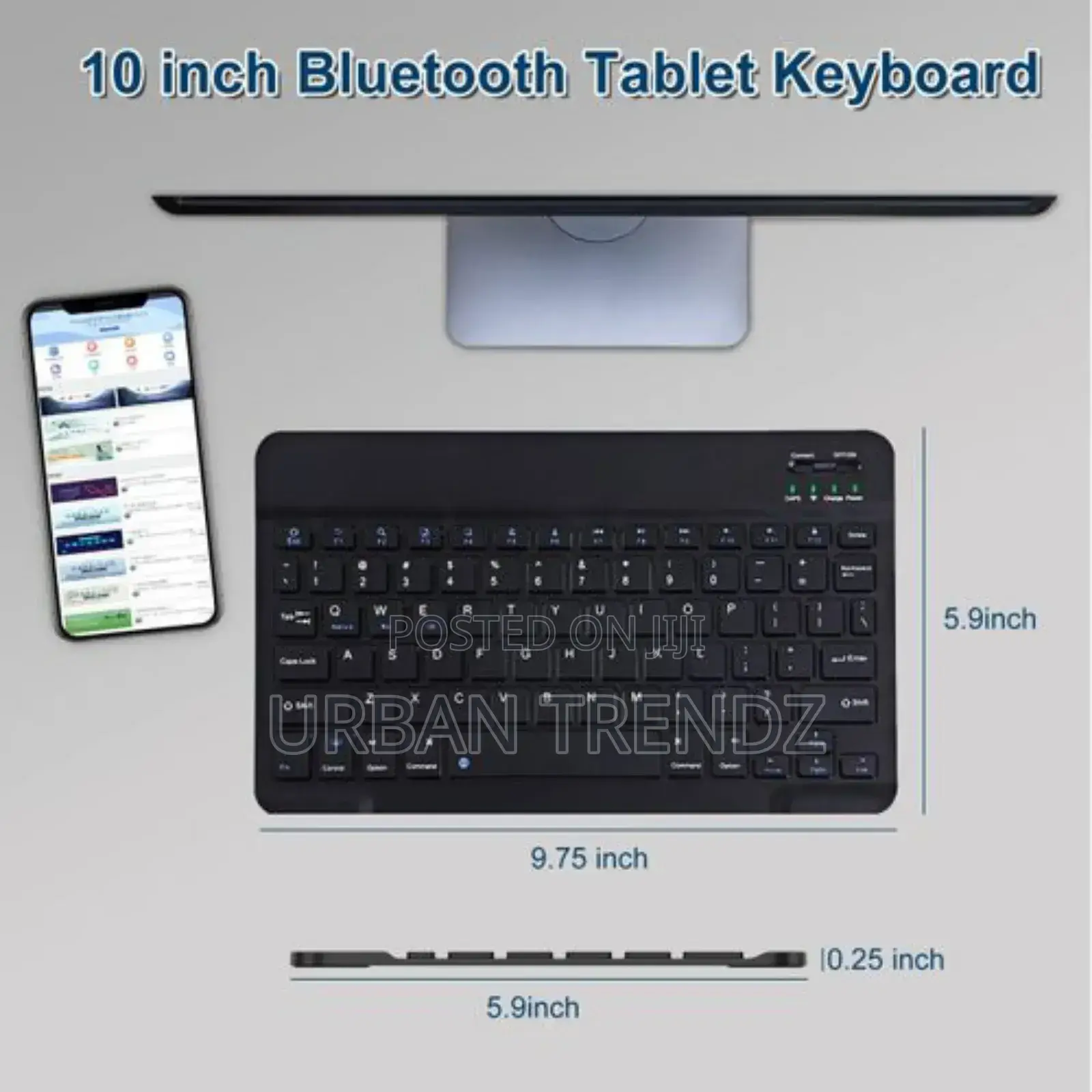 10 Inch Rechargeable Portable Wireless Bluetooth Keyboard