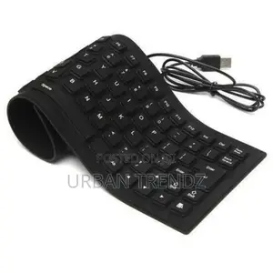Flexible USB Silicone Gel Full-Sized Keyboard - Black.
