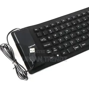 Flexible USB Silicone Gel Full-Sized Keyboard - Black.