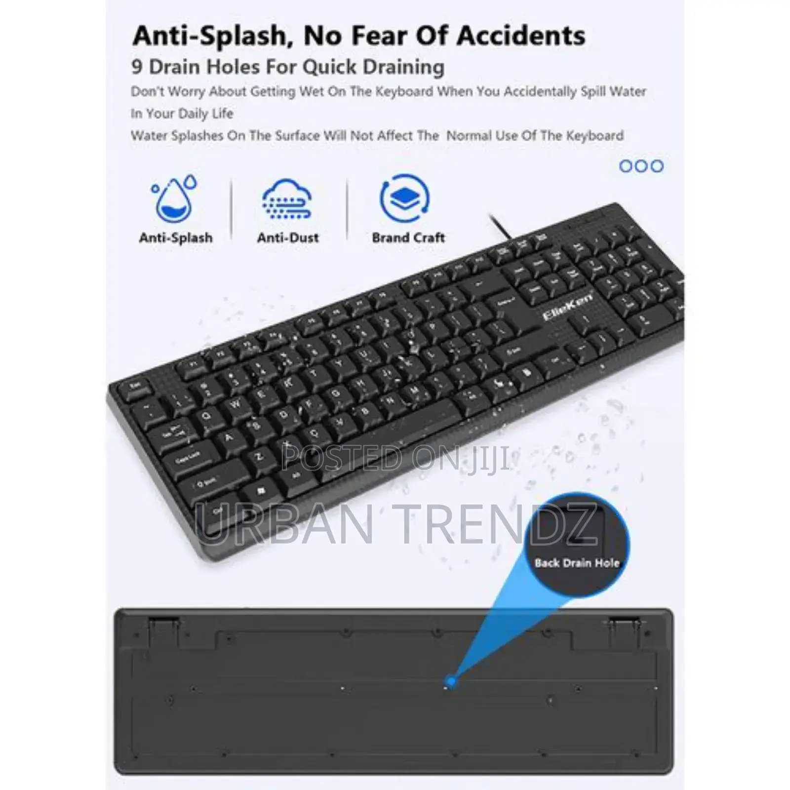 Elieken Wired Keyboard and Mouse Combo,Black, Usb Plug
