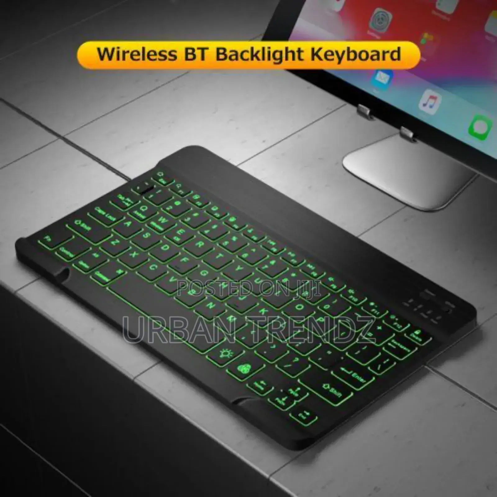 10 Inch Wireless BT Keyboard Ultra-Thin Rechargeable - Black