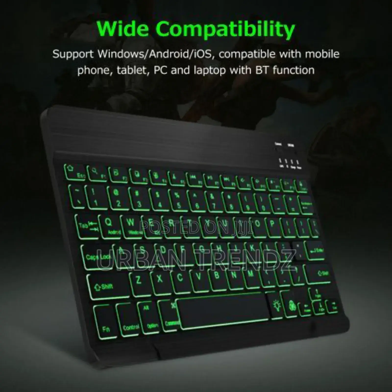 10 Inch Wireless BT Keyboard Ultra-Thin Rechargeable - Black
