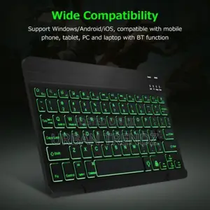 10 Inch Wireless BT Keyboard Ultra-Thin Rechargeable - Black
