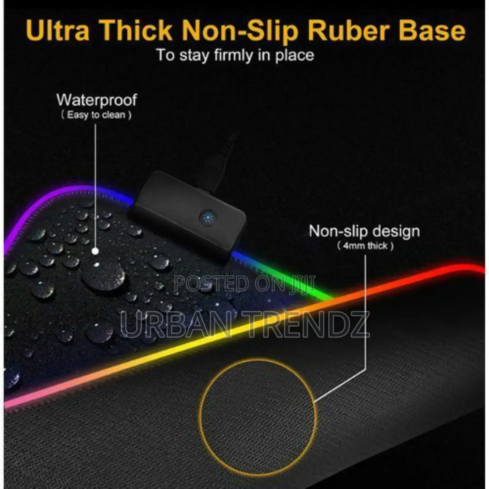 RGB LED Computer Keyboard Game Mouse Pads 800x300x3mm-Black