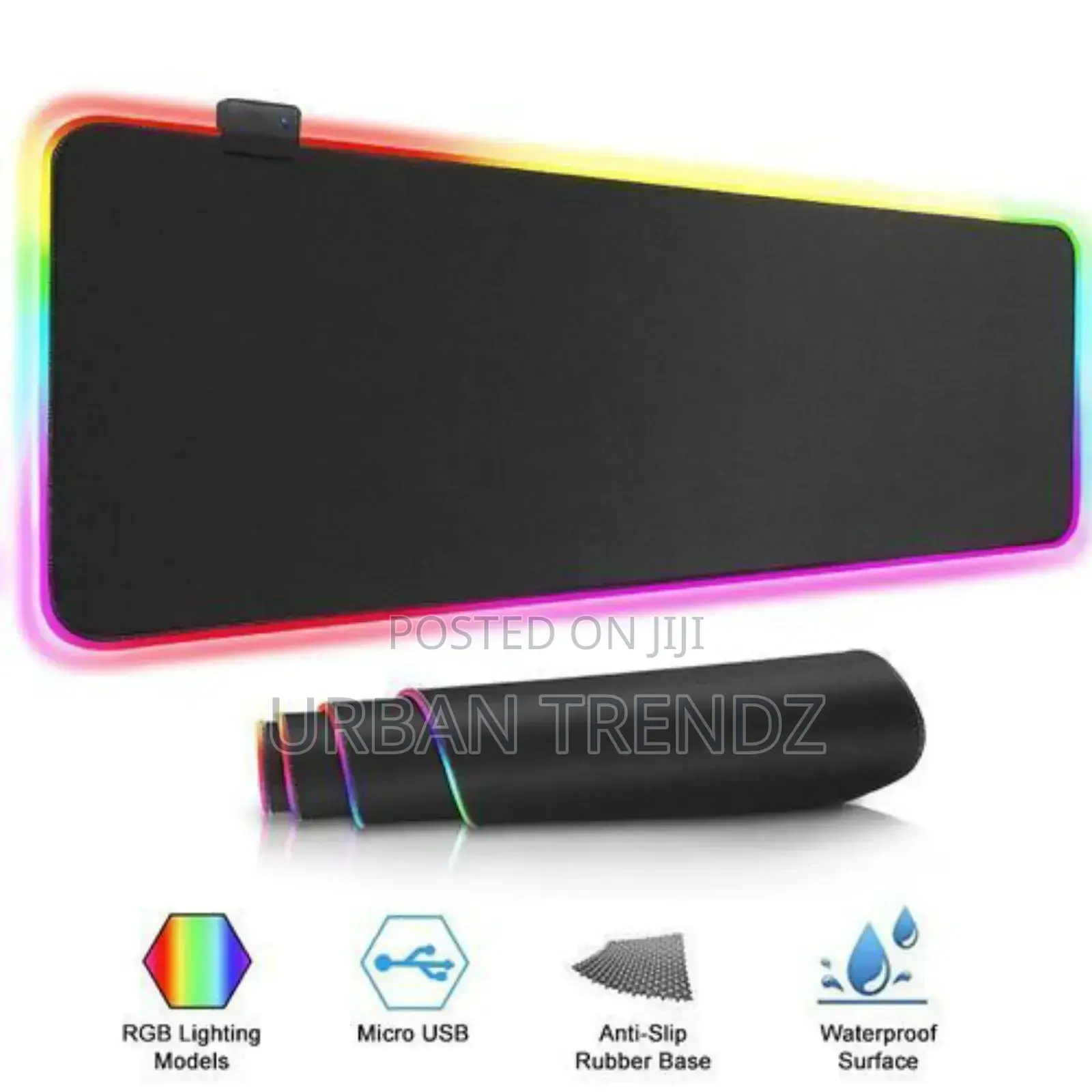 RGB LED Computer Keyboard Game Mouse Pads 800x300x3mm-Black