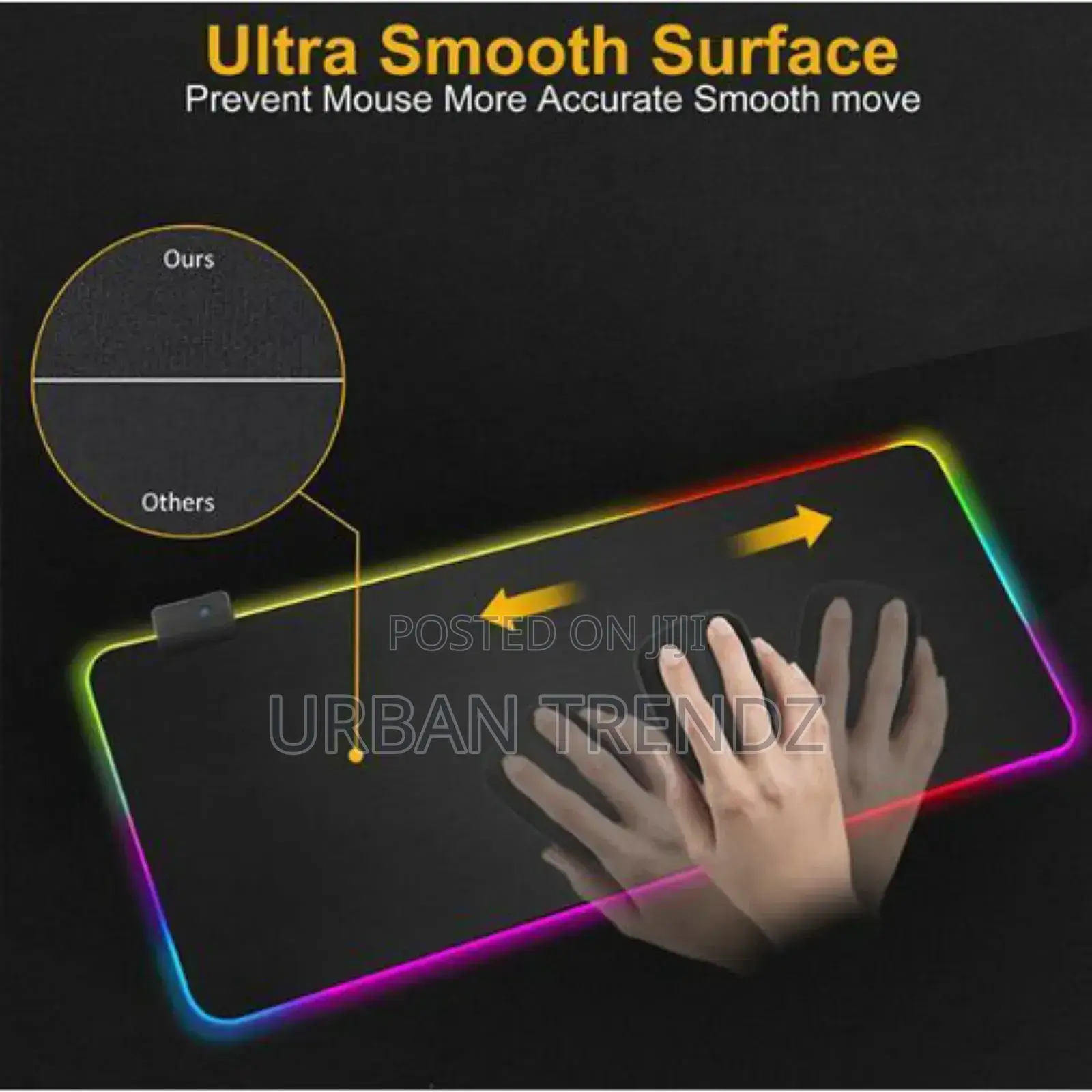 RGB LED Computer Keyboard Game Mouse Pads 800x300x3mm-Black