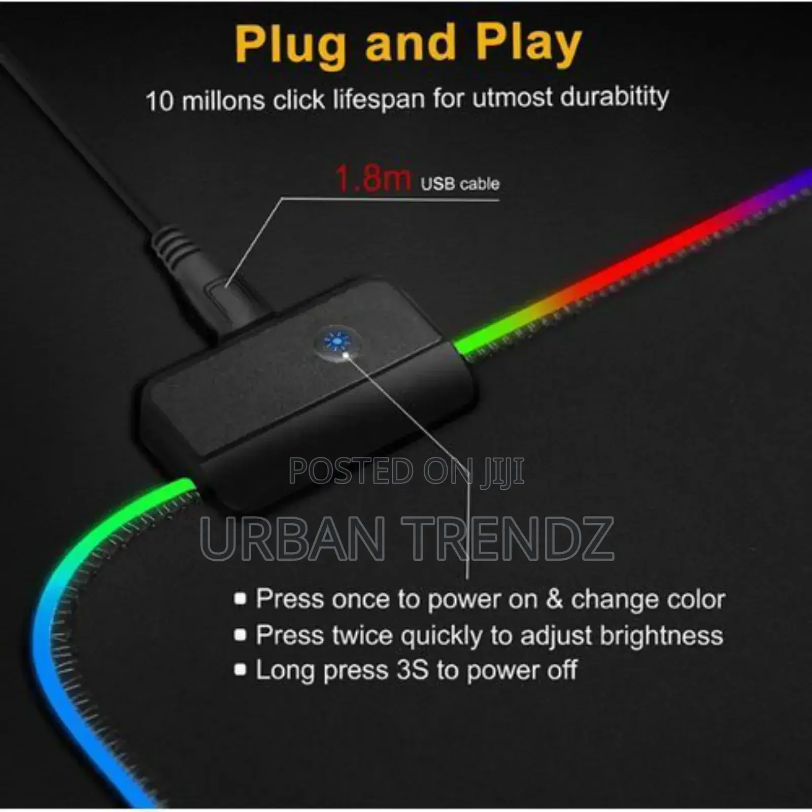 RGB LED Computer Keyboard Game Mouse Pads 800x300x3mm-Black