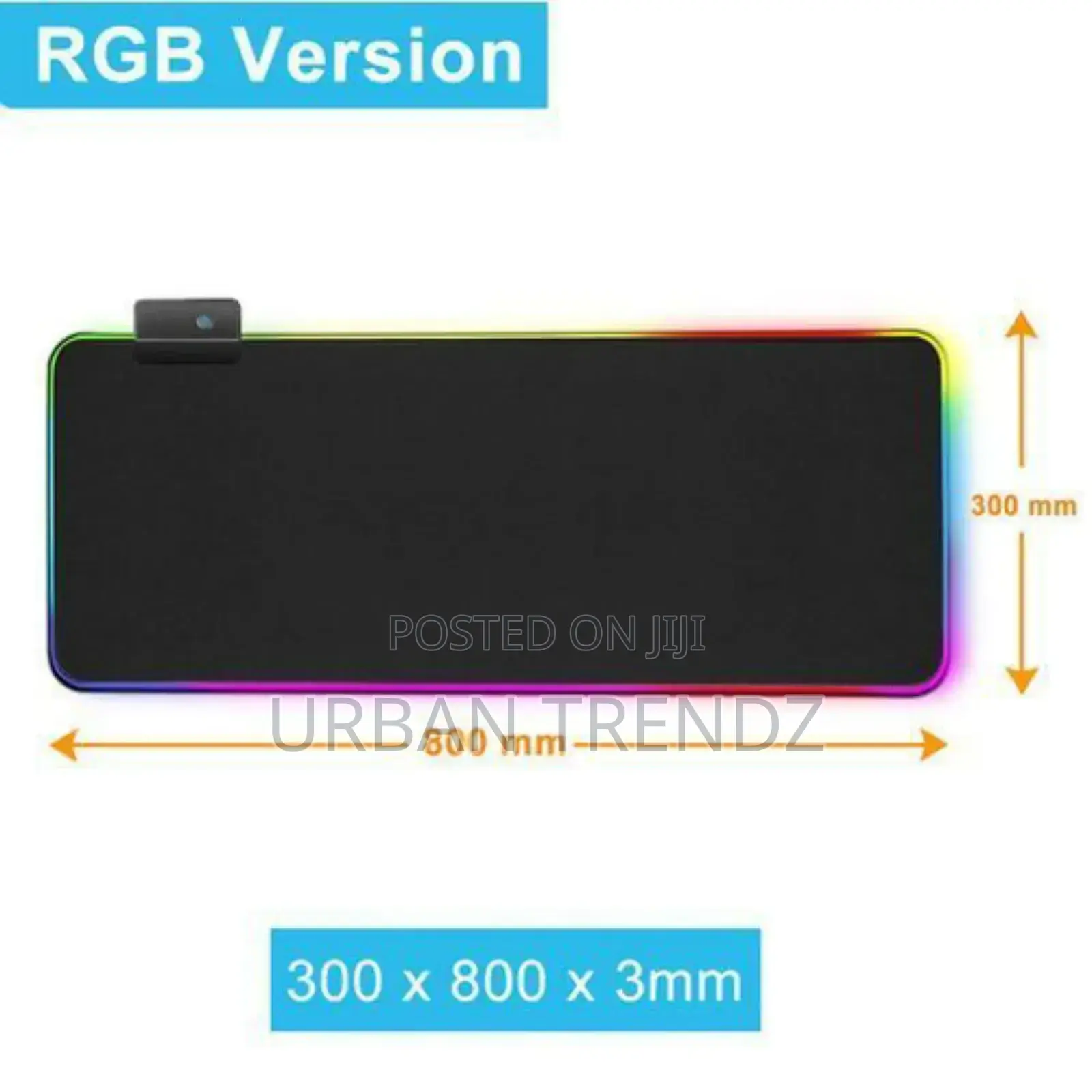 RGB LED Computer Keyboard Game Mouse Pads 800x300x3mm-Black