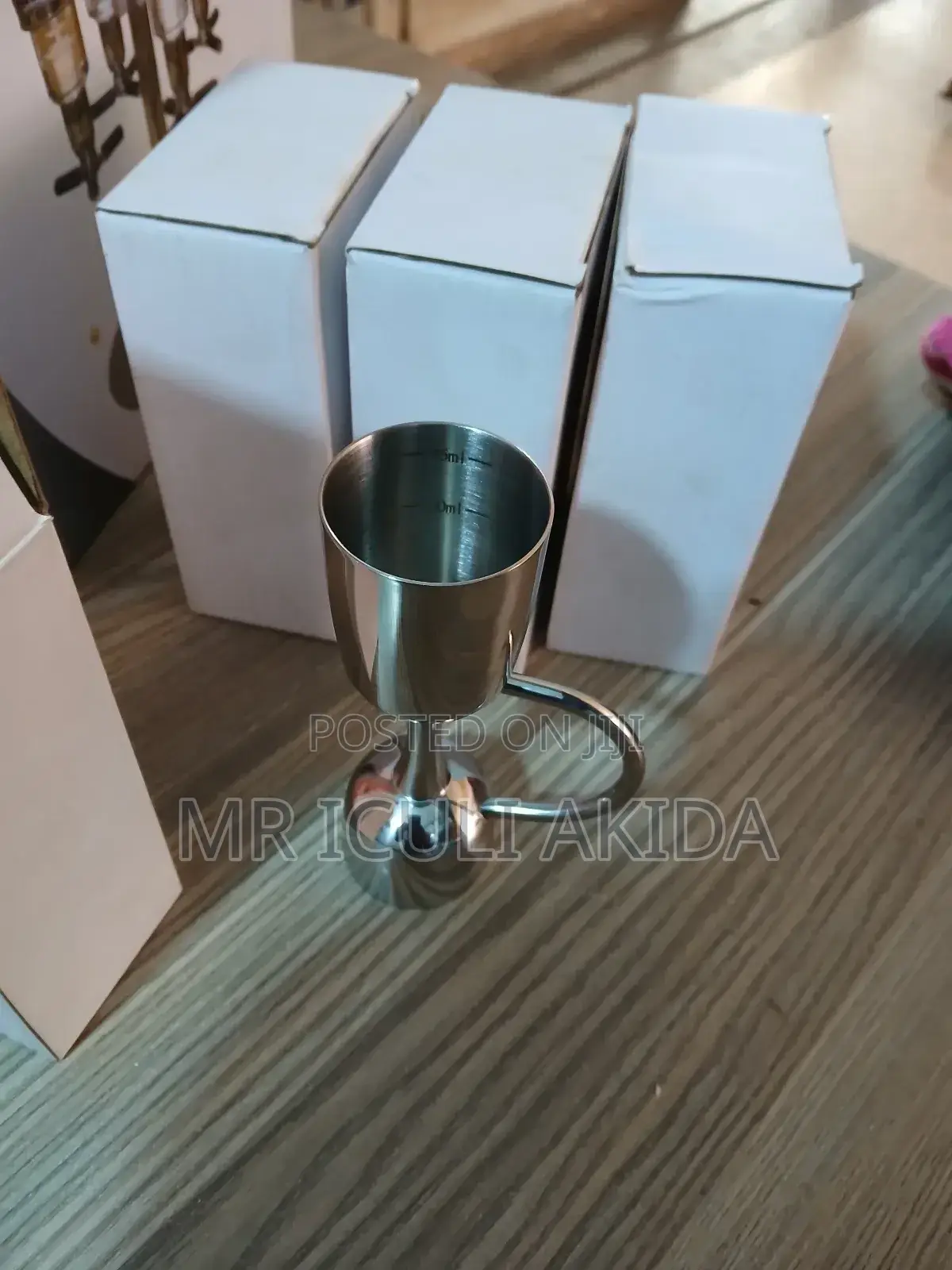 25x50ml Double Shot Stainless Steel Wine Shots Handle Glass