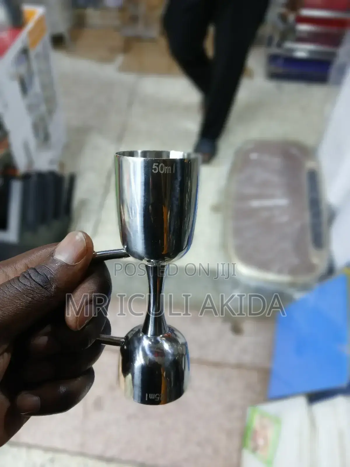 25x50ml Double Shot Stainless Steel Wine Shots Handle Glass