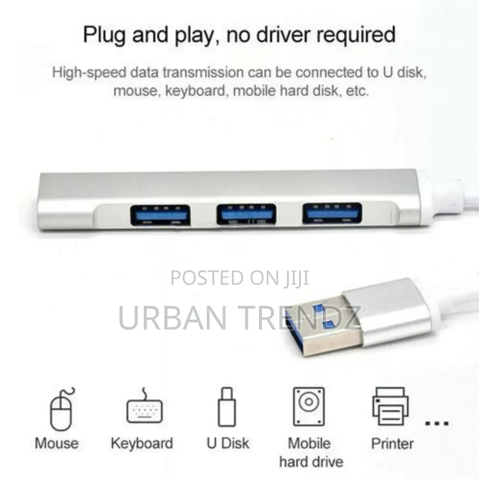 Hub Usb Hub 3 0 Adapter 4 Port Usb 3.0 High Speed-Gray