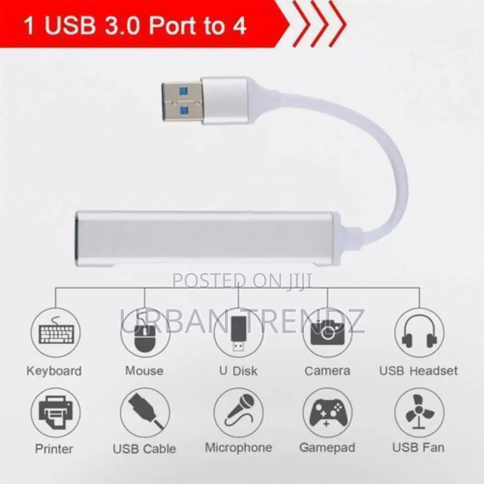 Hub Usb Hub 3 0 Adapter 4 Port Usb 3.0 High Speed-Gray