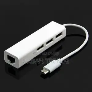Type-C 2.0 / 100mbps Rj45 Lan Adapter With 3port USB 2.0 Hub