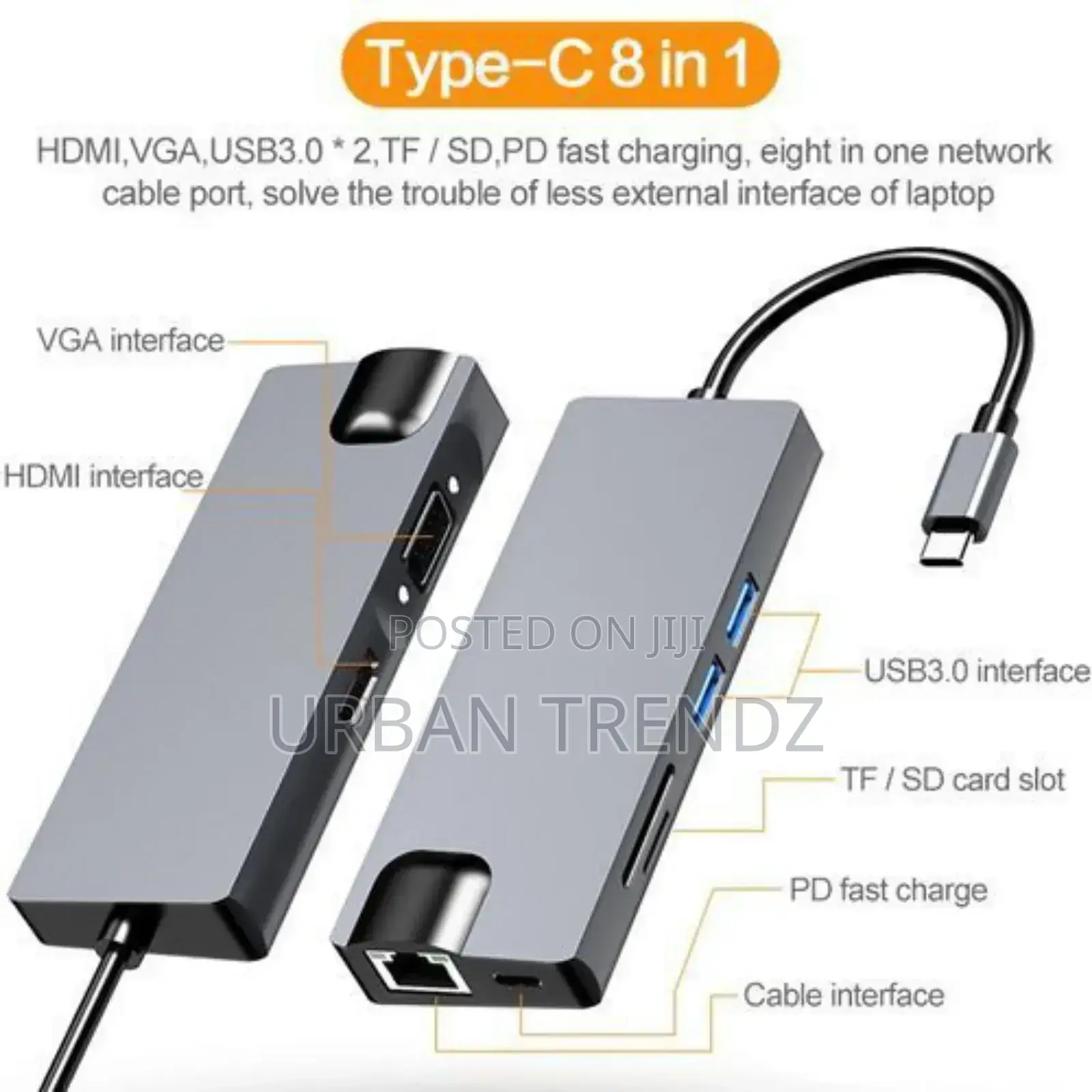 HW-TC12 8 in 1 Type-C / USB-C Multifunctional Extension HUB