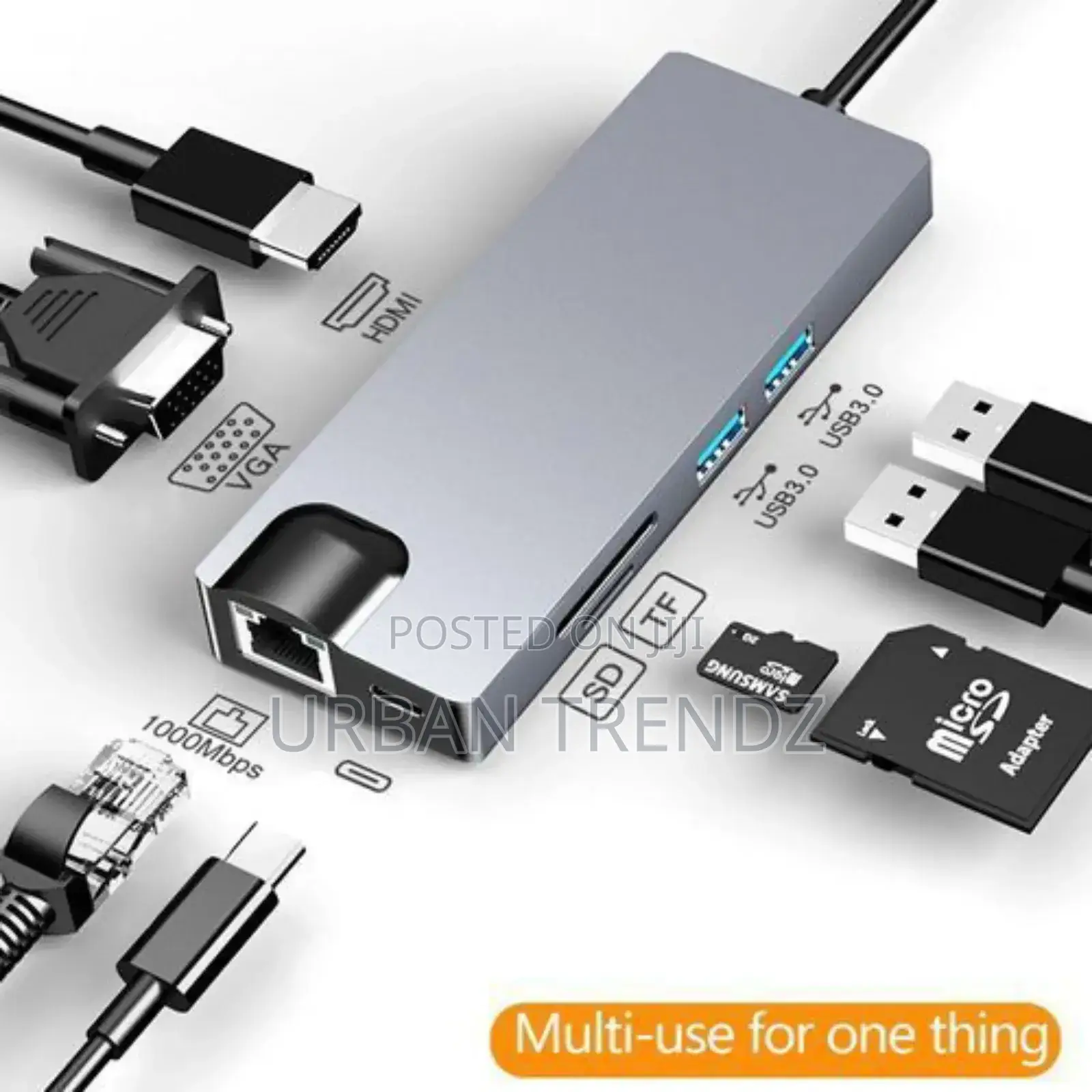 HW-TC12 8 in 1 Type-C / USB-C Multifunctional Extension HUB