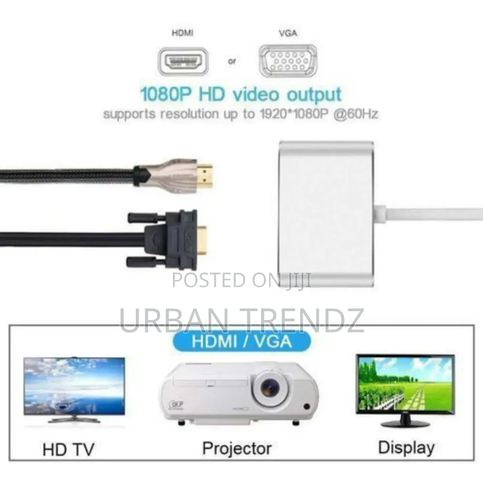 2in1 USB Type C Hub HDMI VG Port Display Adapter Splitter