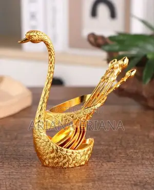 Photo - Stainless Steel Serving Bar Dessert Spoon With Swan Holder