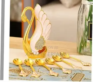 Photo - Gold Decorative Dessert Tea Spoon Set Holde