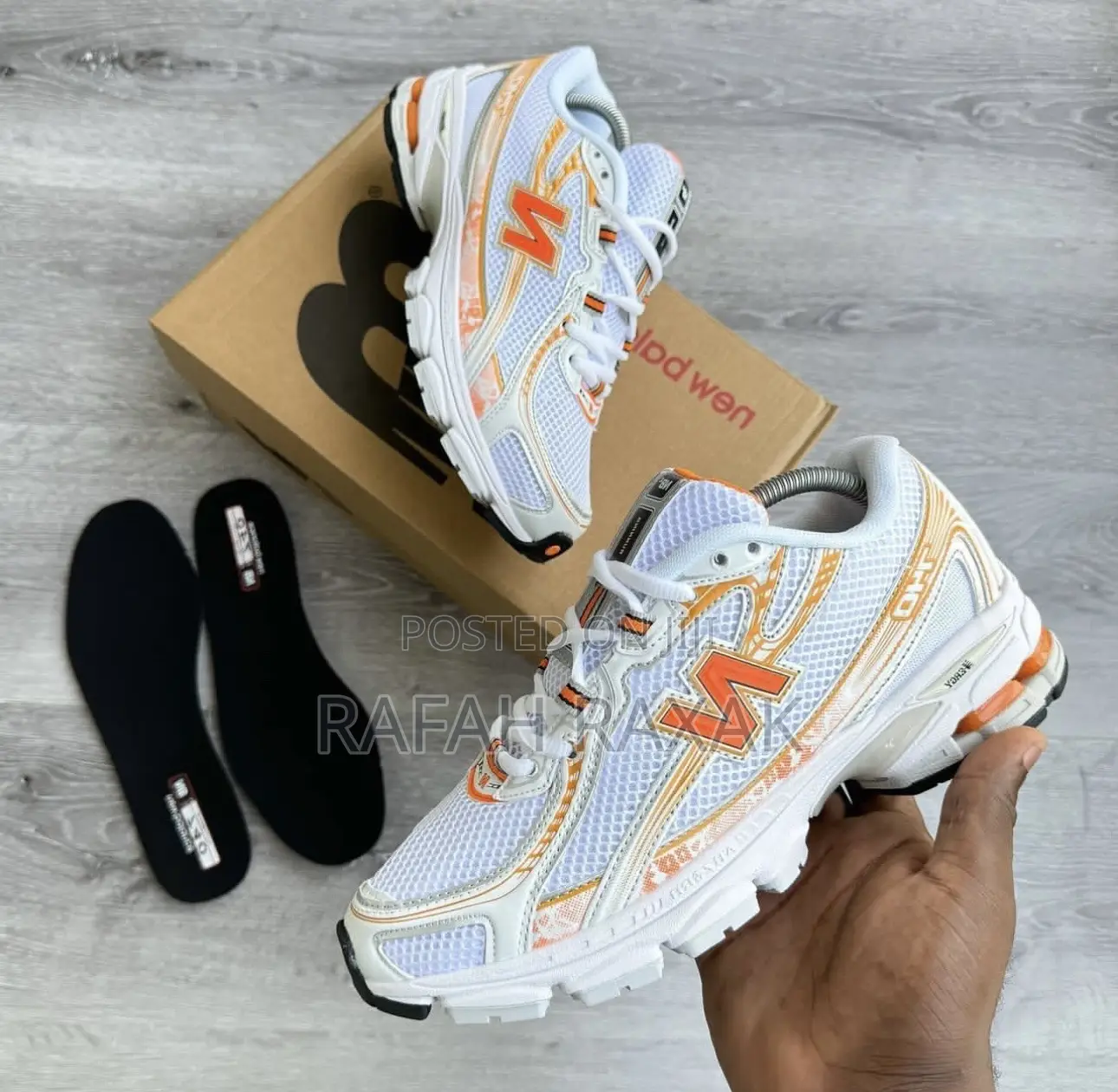 Original White/Orange New Balance 740 Running Sneakers