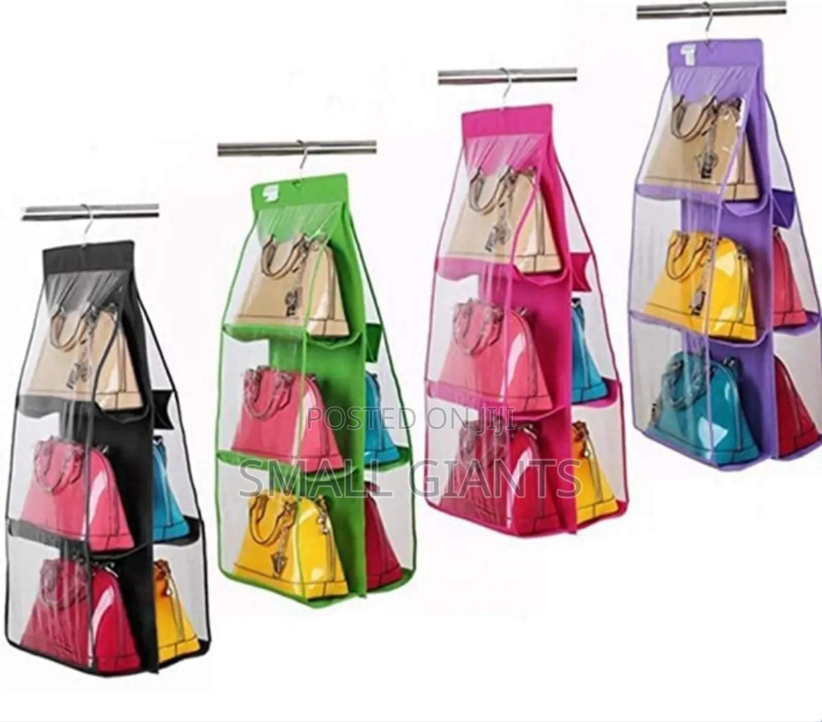 6- Large Clear Pocket Hanging Purse Closet