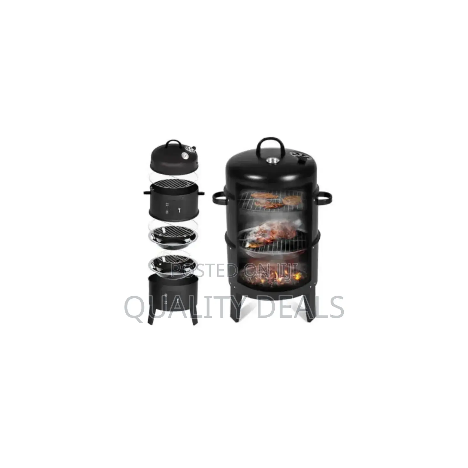 Outdoor Black Large Round BBQ Grill