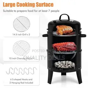 Outdoor Black Large Round BBQ Grill