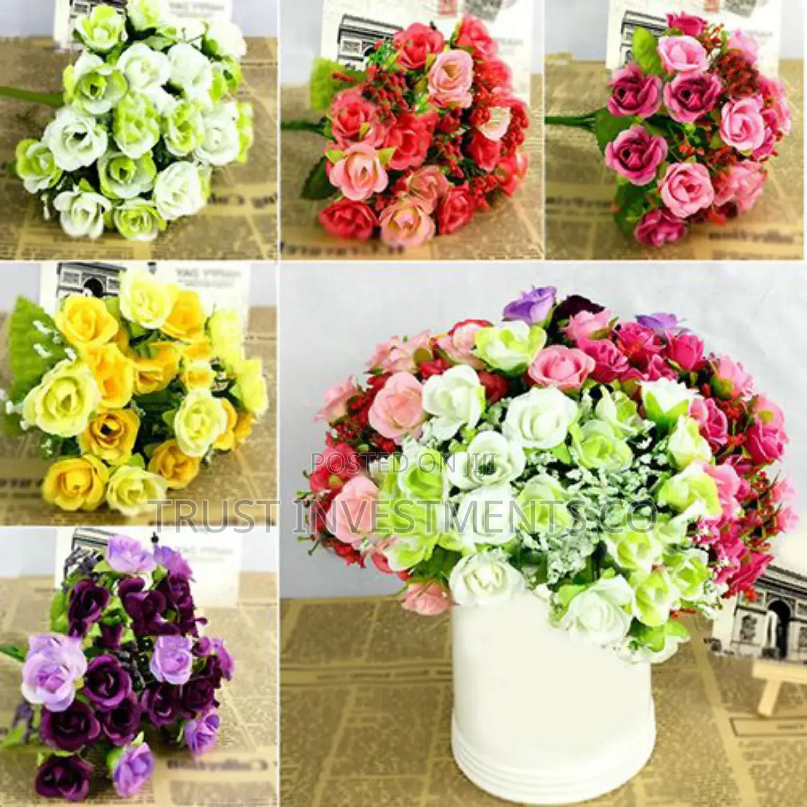 Fake Rose Flowers Artificial Floral Plant Wedding Party-pink
