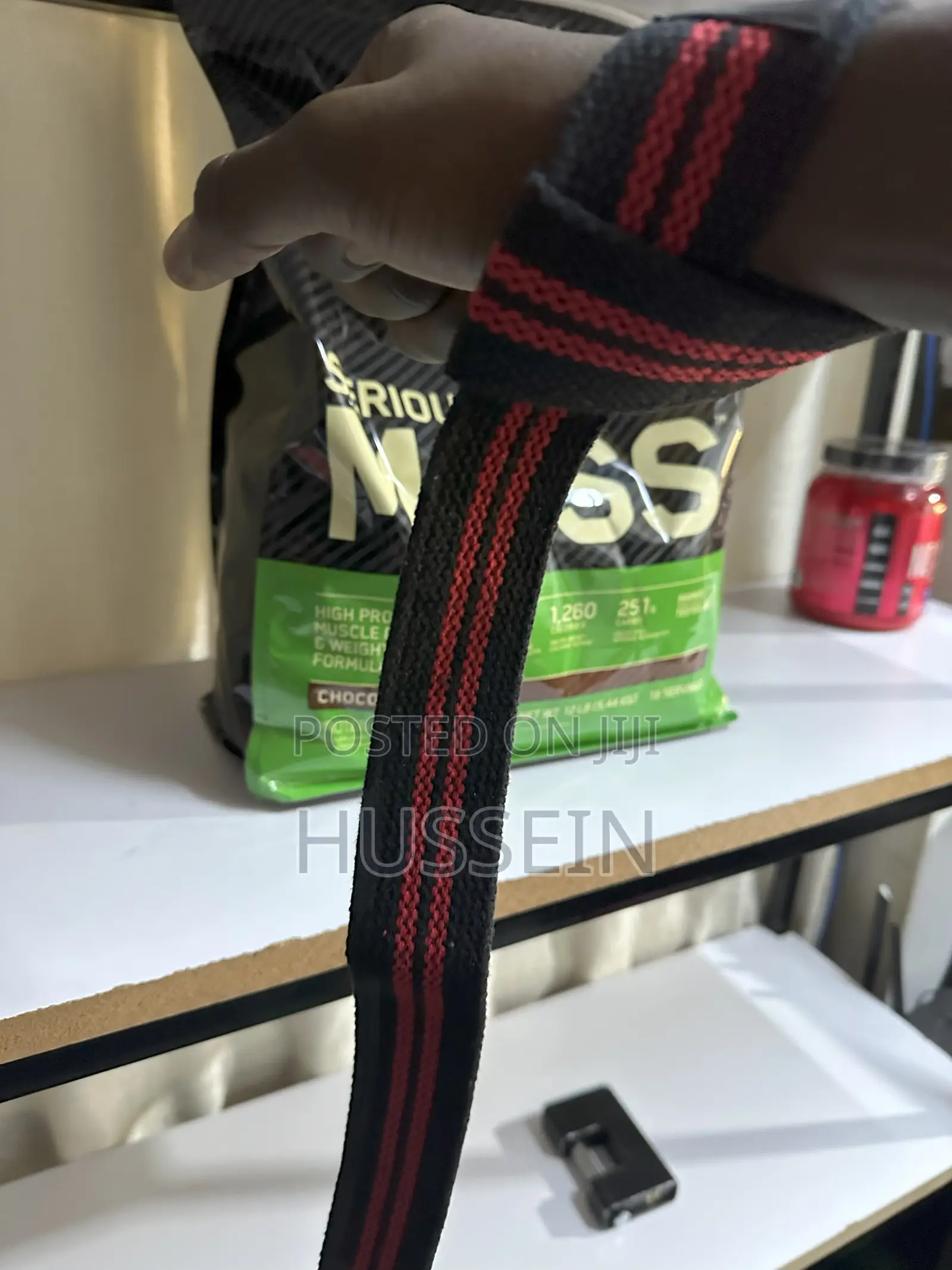 Weight Lifting Straps RED BLACK Power Weight