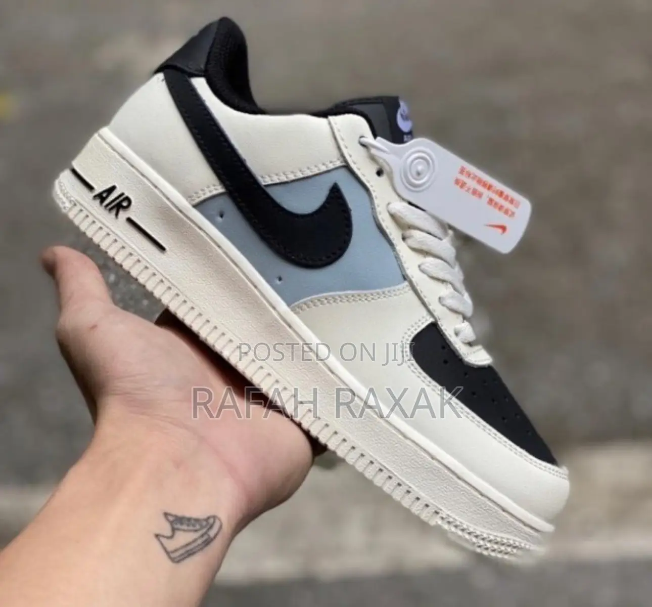 Original Nike Air Force 1 Low Cream Black Swoosh Sneakers
