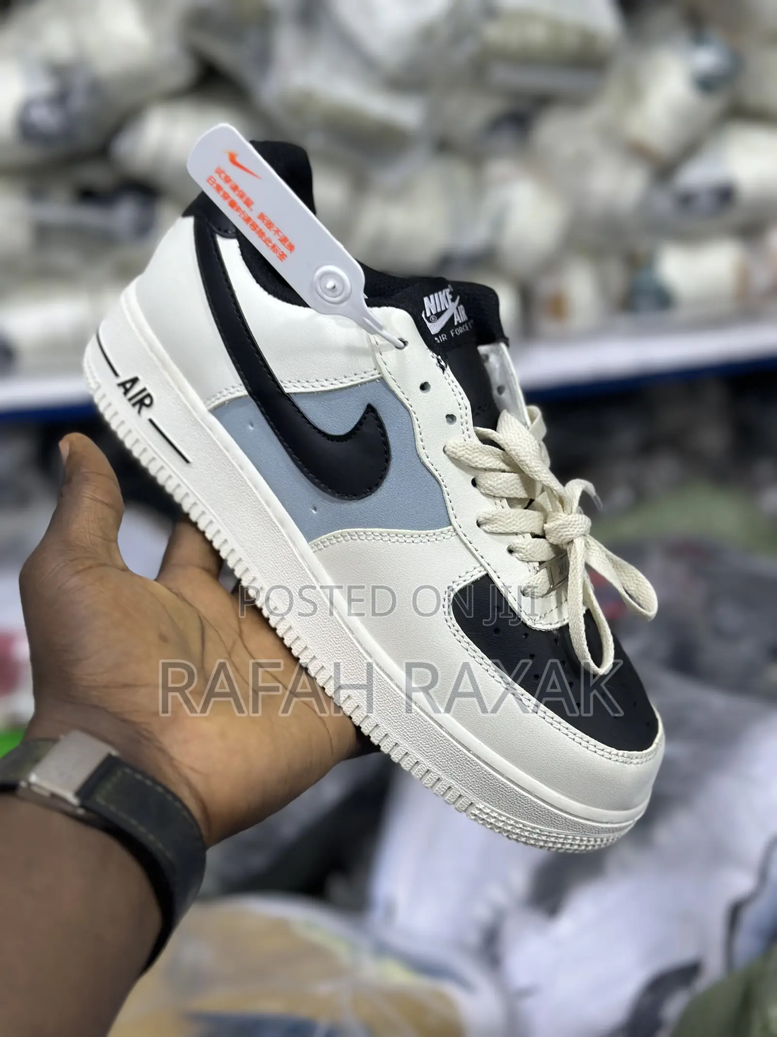 Original Nike Air Force 1 Low Cream Black Swoosh Sneakers