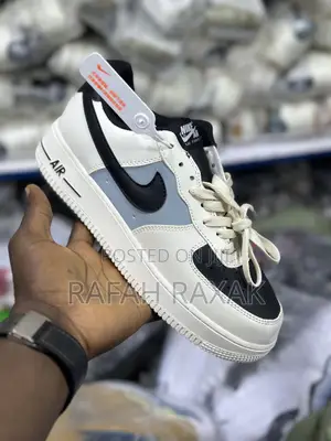 Original Nike Air Force 1 Low Cream Black Swoosh Sneakers