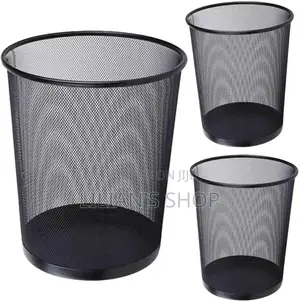 Round Office Paper Bin/ Dust Bin Mesh Black