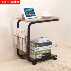 Photo - Wooden Top Unique Side Table With Wheels