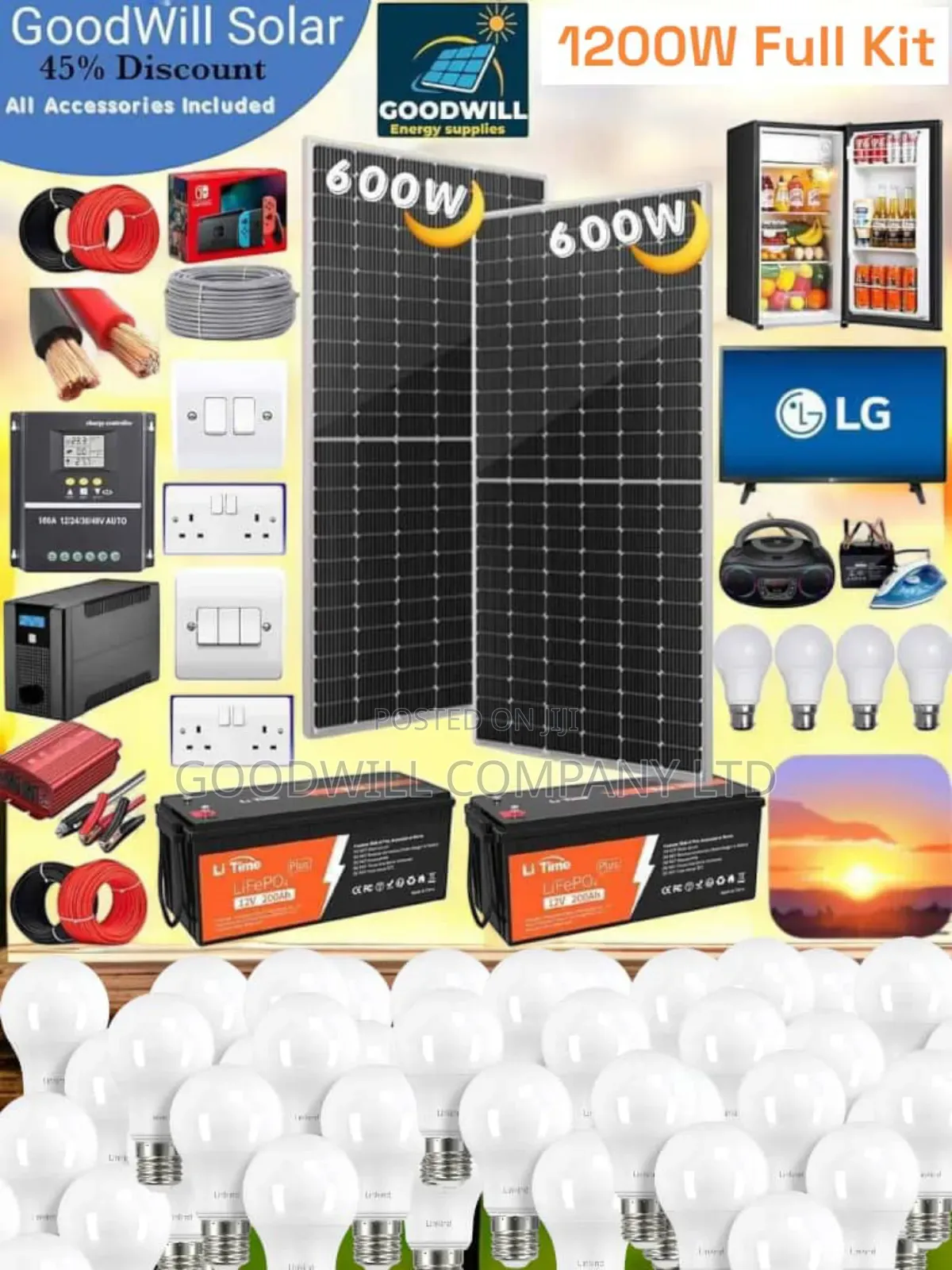 1200w Solar System Full Kit Charging Even in Rainy Weather in Central