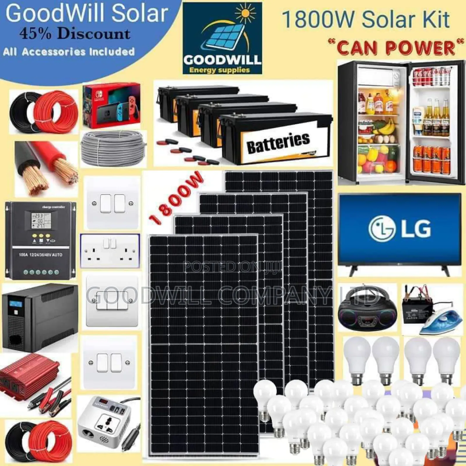 1800w Solar System Full Kit Charging Even in Rainy Weather