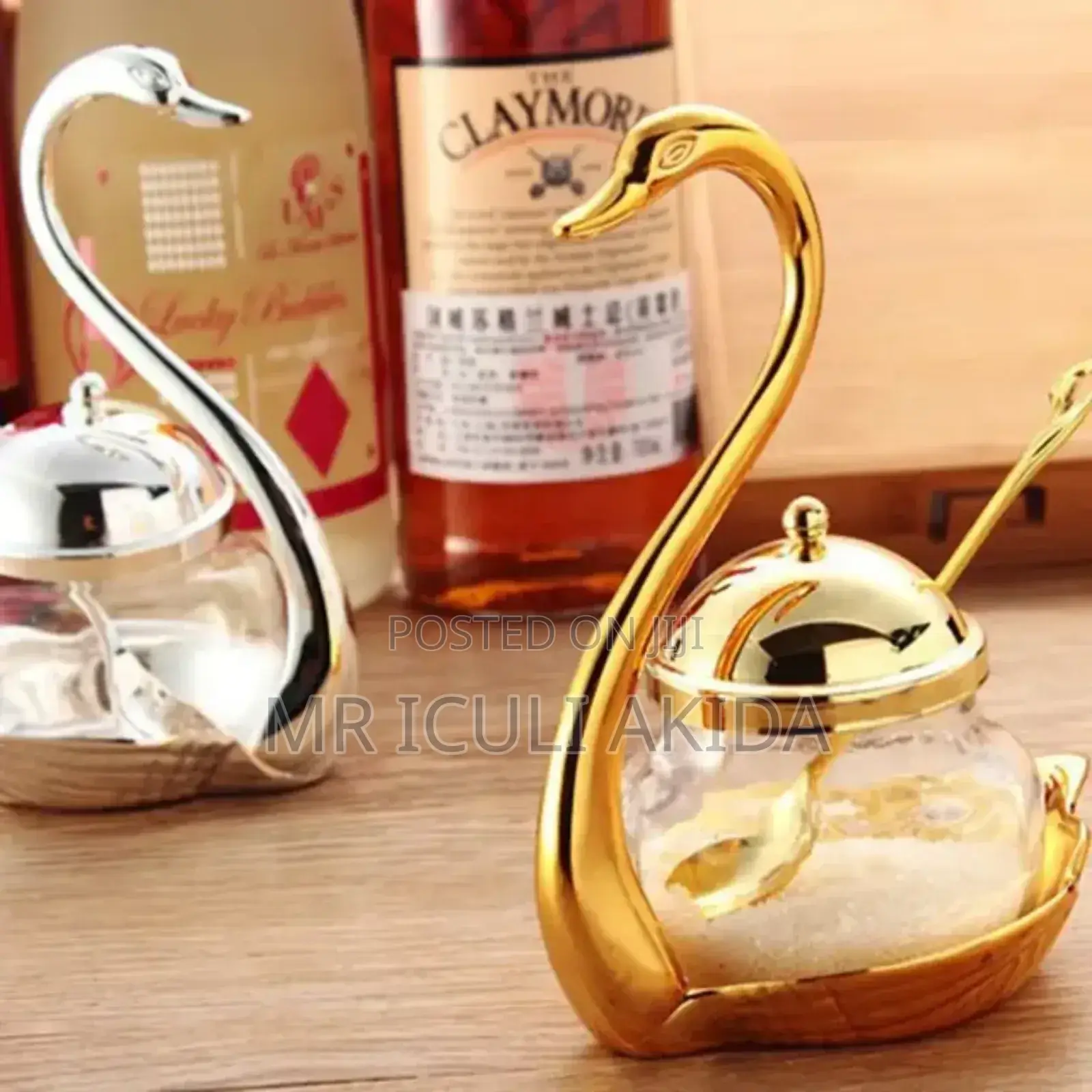 Coffee, Sugar,Salt Promo Swan Glass Jar Bowls