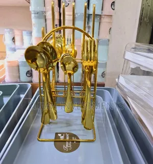 New Unique 24pcs Gold Cutlery Set With a Stand.
