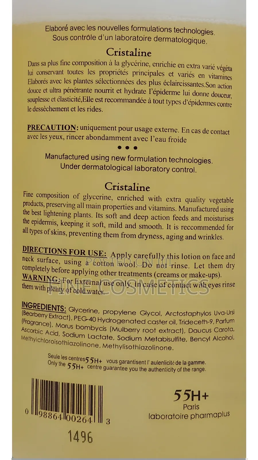 Original 55H+ Cristaline Strong Lightening Fine Glycerin Oil