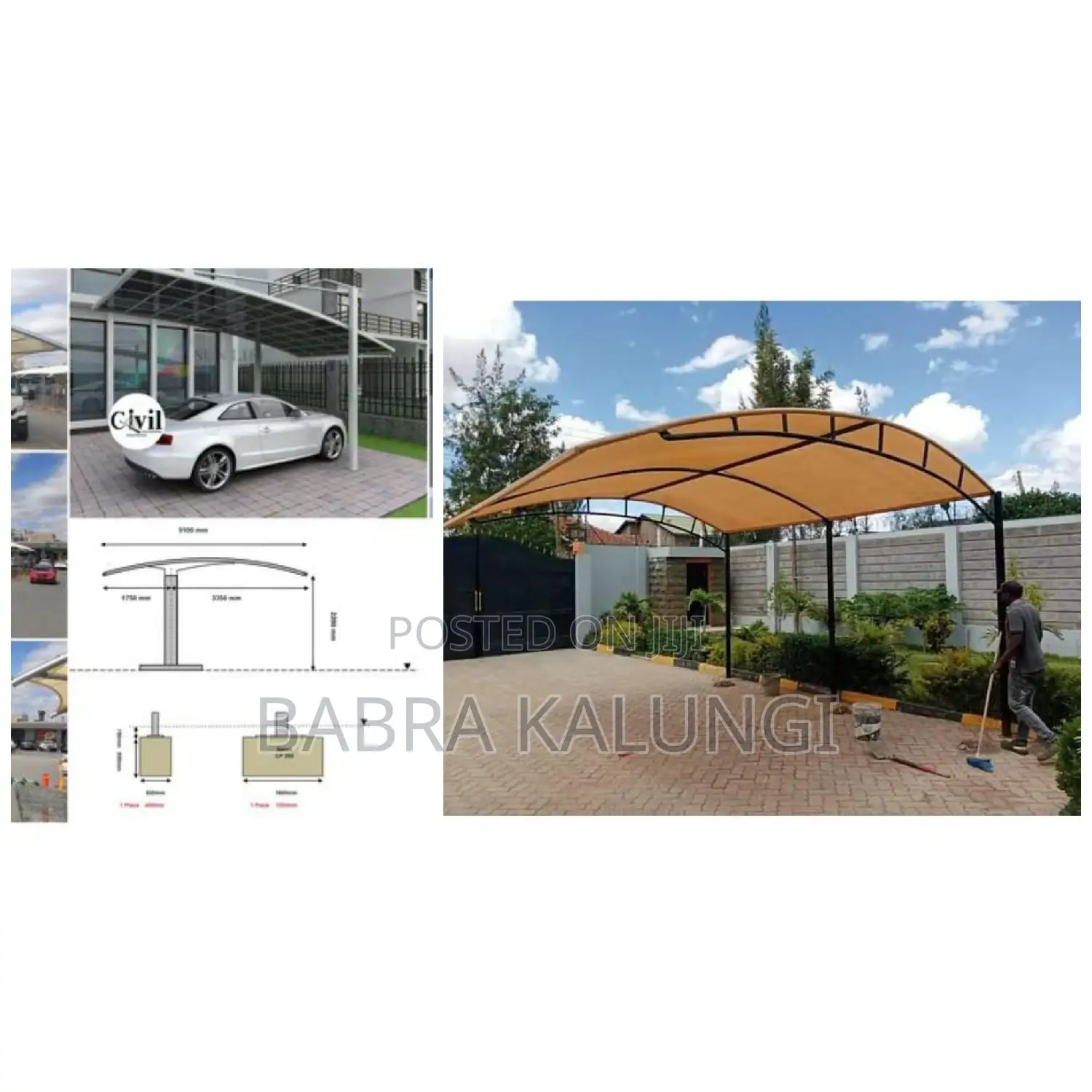 1 Car Modern Carport Installer-Curved Design Car Shade-