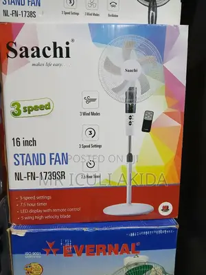 16"Saachi 3speed Remote Control,Led Display 5swing Stand Fan