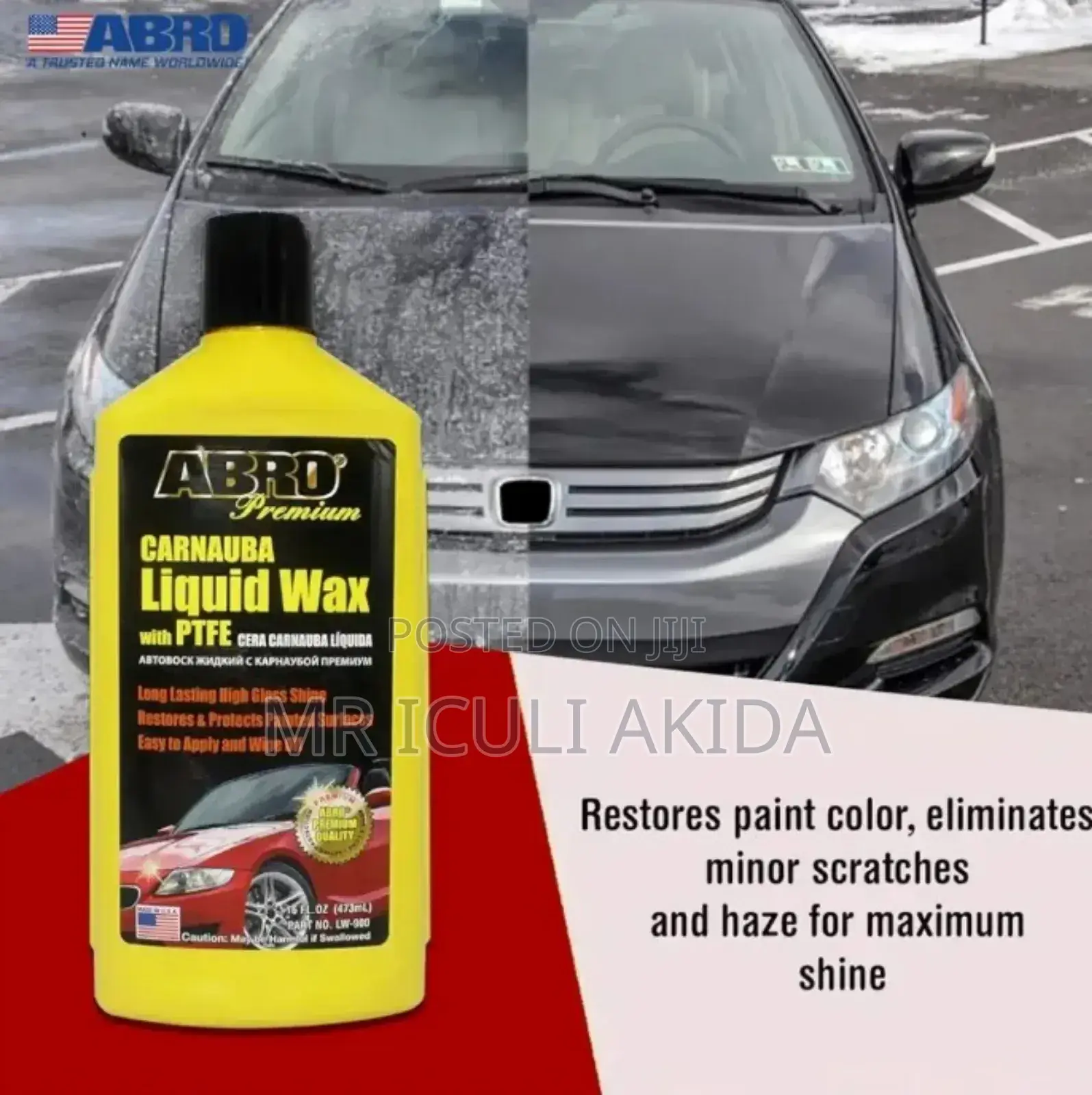 473ml Abro Car,Boat,Bike Cleanin Plastic Restorer Liquid Wax