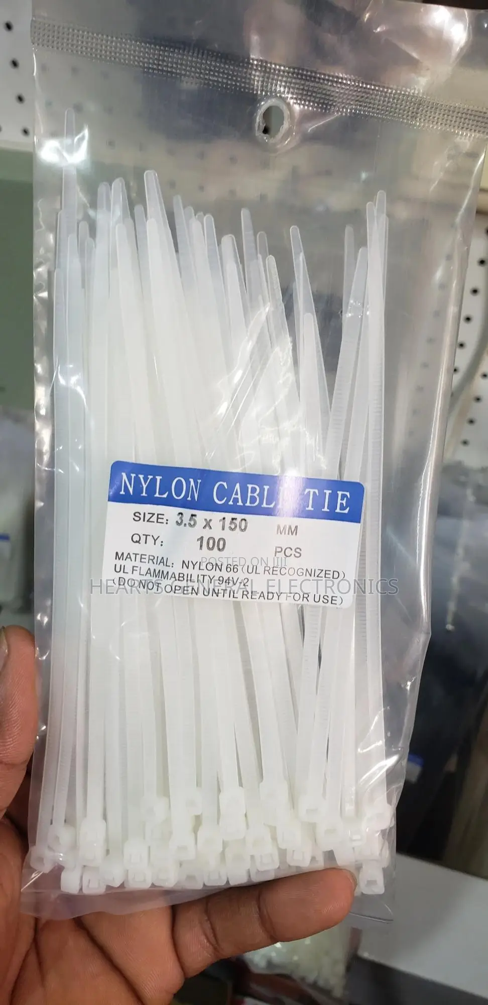 Nylon Cable Tie 3.5x150mm, White (100pcs)