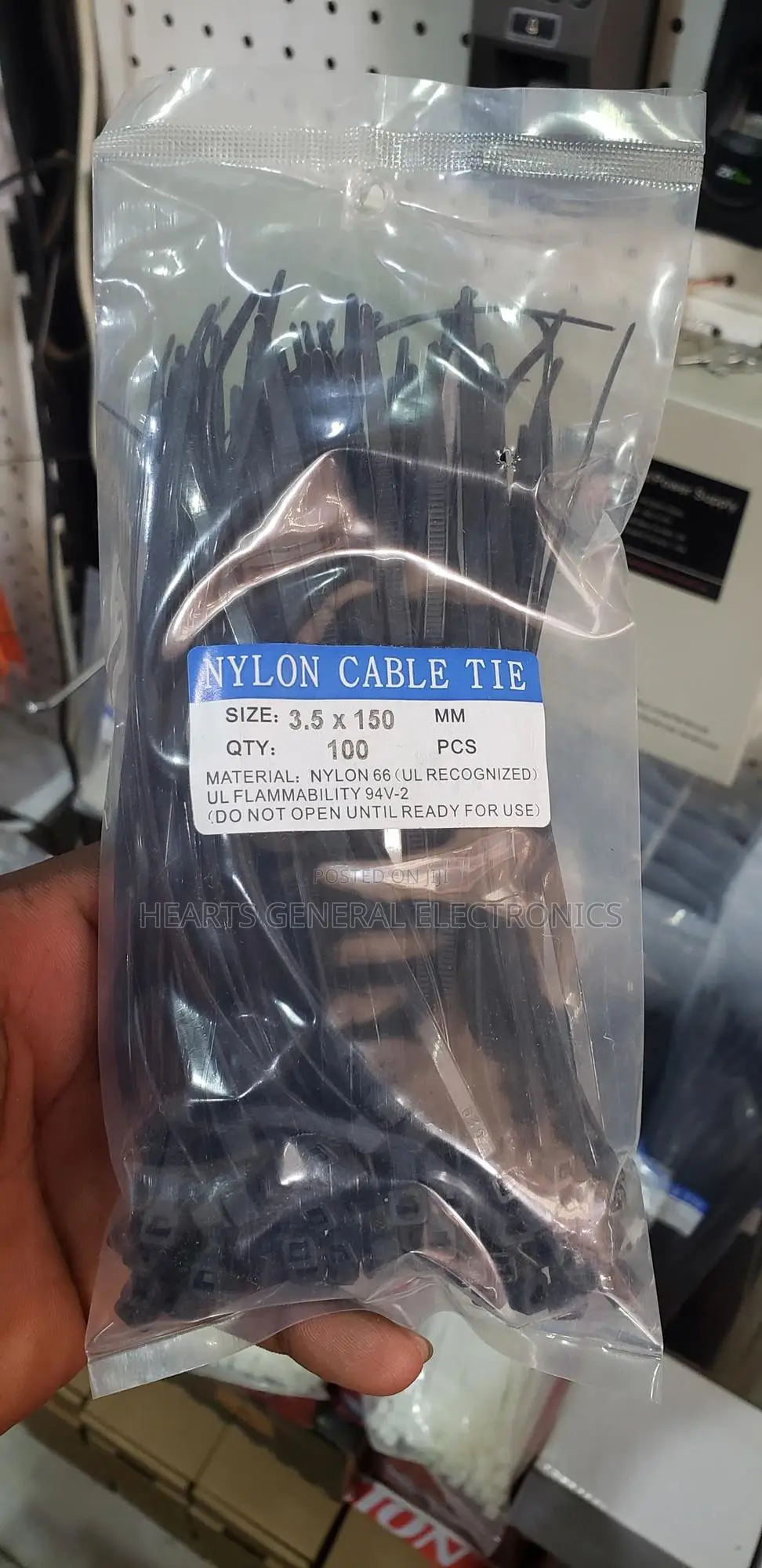 Nylon Cable Tie 3.5x150mm, White (100pcs)