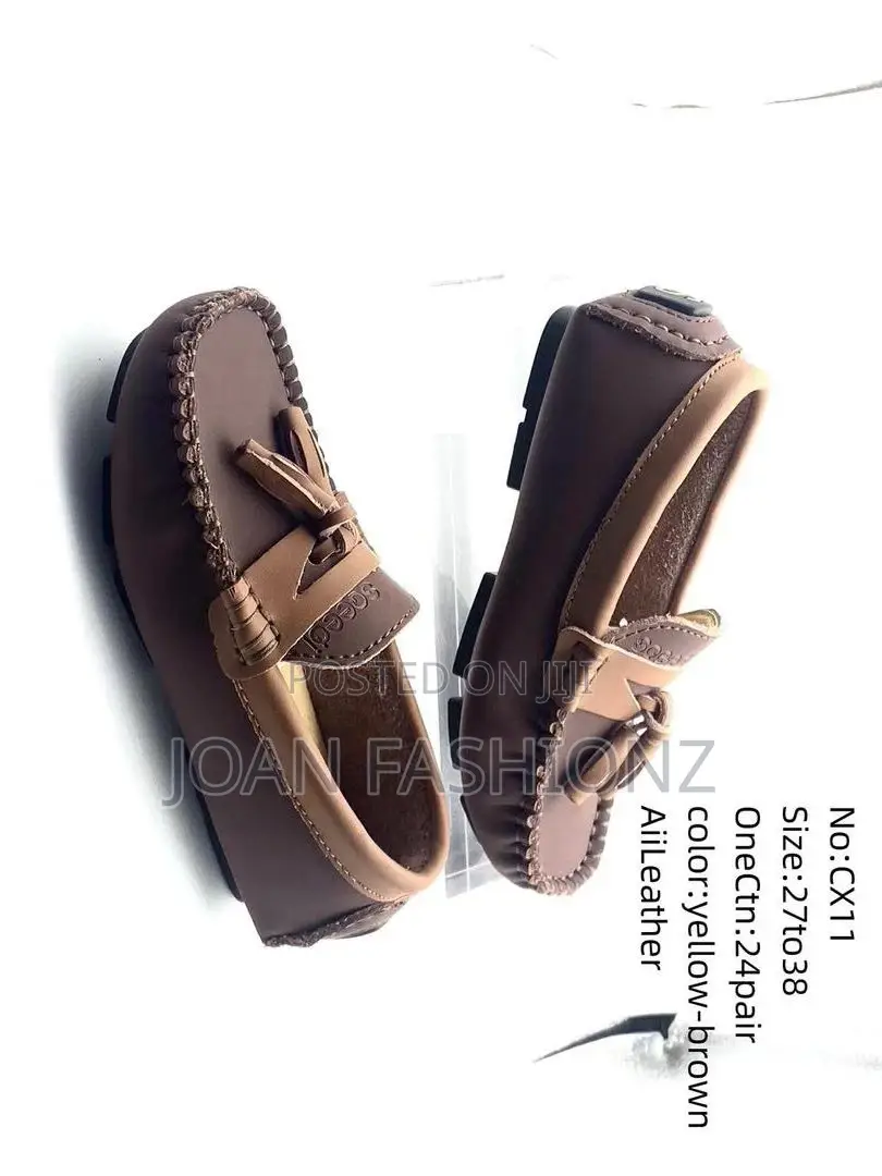 Original Boy's Mocassin Shoes-Brown