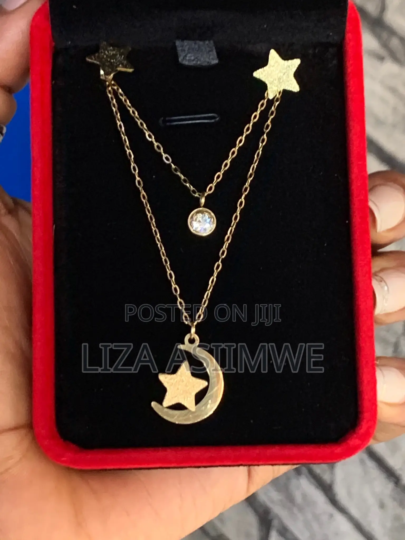 Stainless Steel Moon and Star Necklace