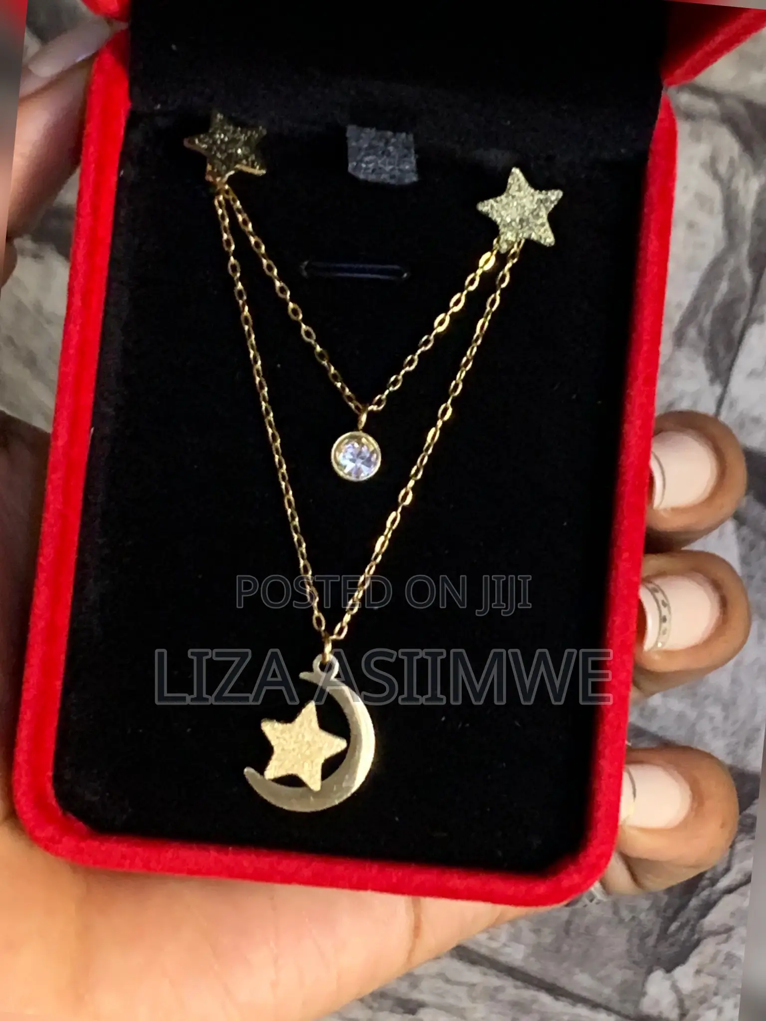 Stainless Steel Moon and Star Necklace
