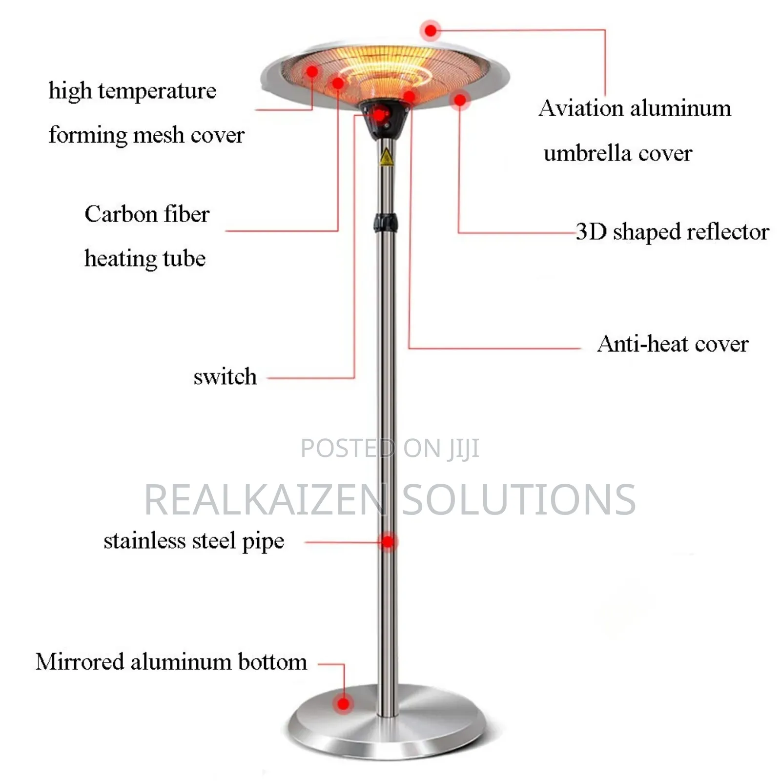 Outdoor Weatherproof Stand Electric IR Halogen Patio Heater