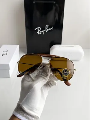 Photo - Rayban Aviator Leather 3422 Gold Blue Fashion Glasses